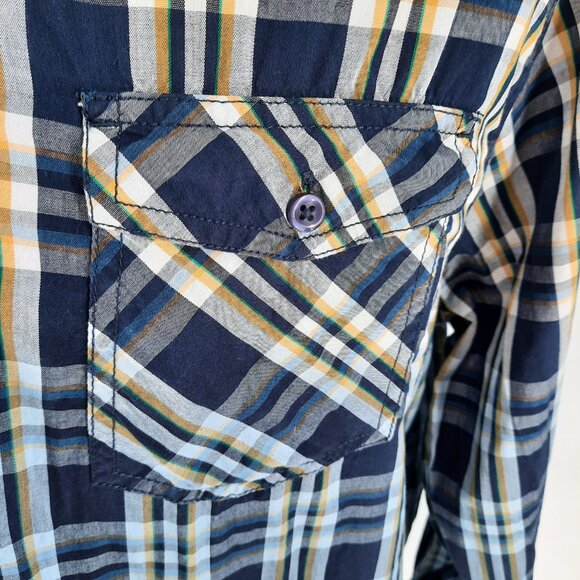 JNCO Blue Fade Plaid Long Sleeve Shirt Men's Size 2XL Button Up Skateboard Core - Picture 4 of 6